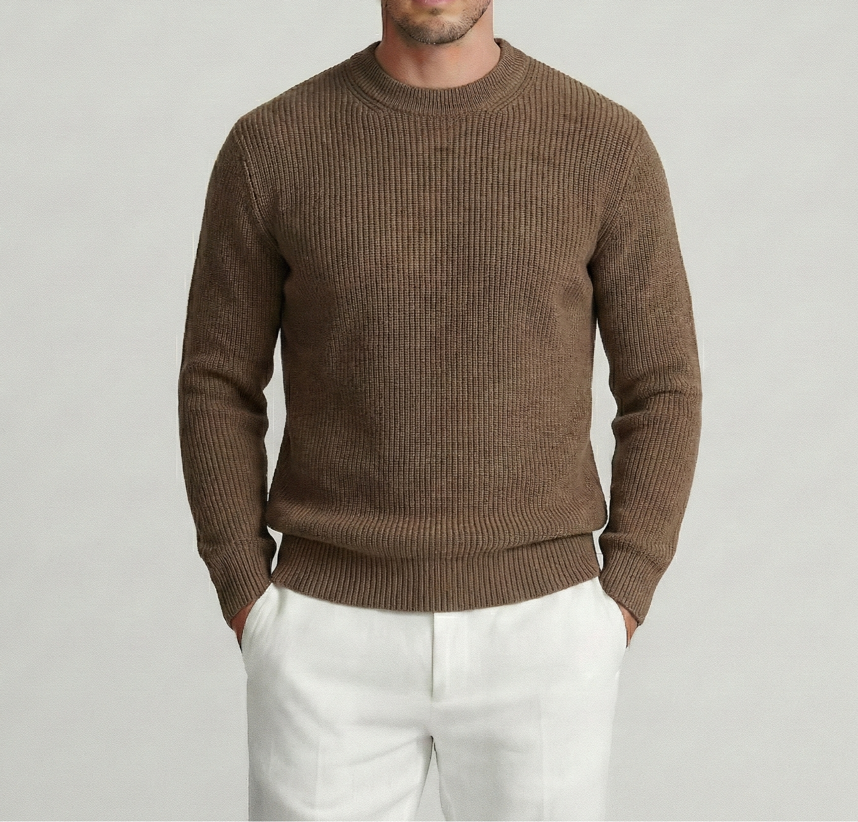 Brown Rib Sweater