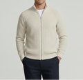 White Rib Zip Sweater