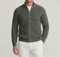 Gray Rib Zip Sweater