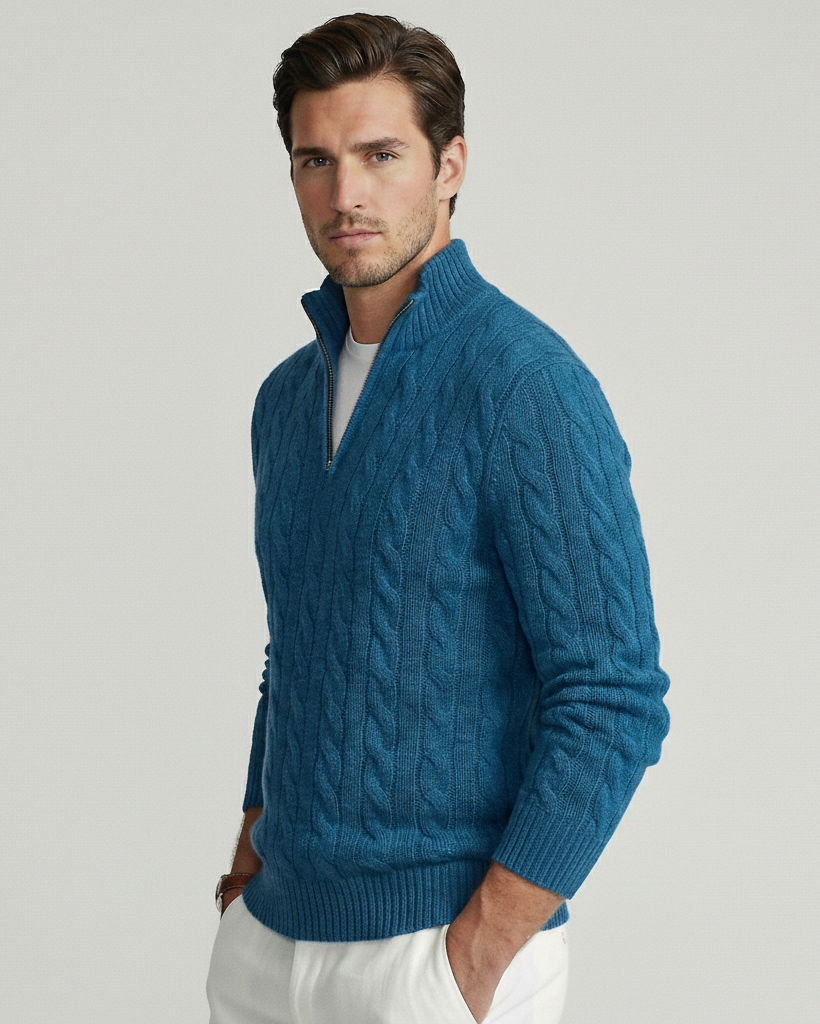 Blue Cable Quarter-Zip
