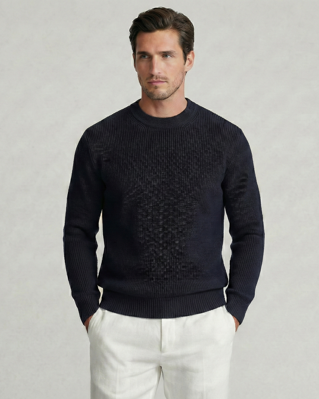Gray Blue Rib Sweater