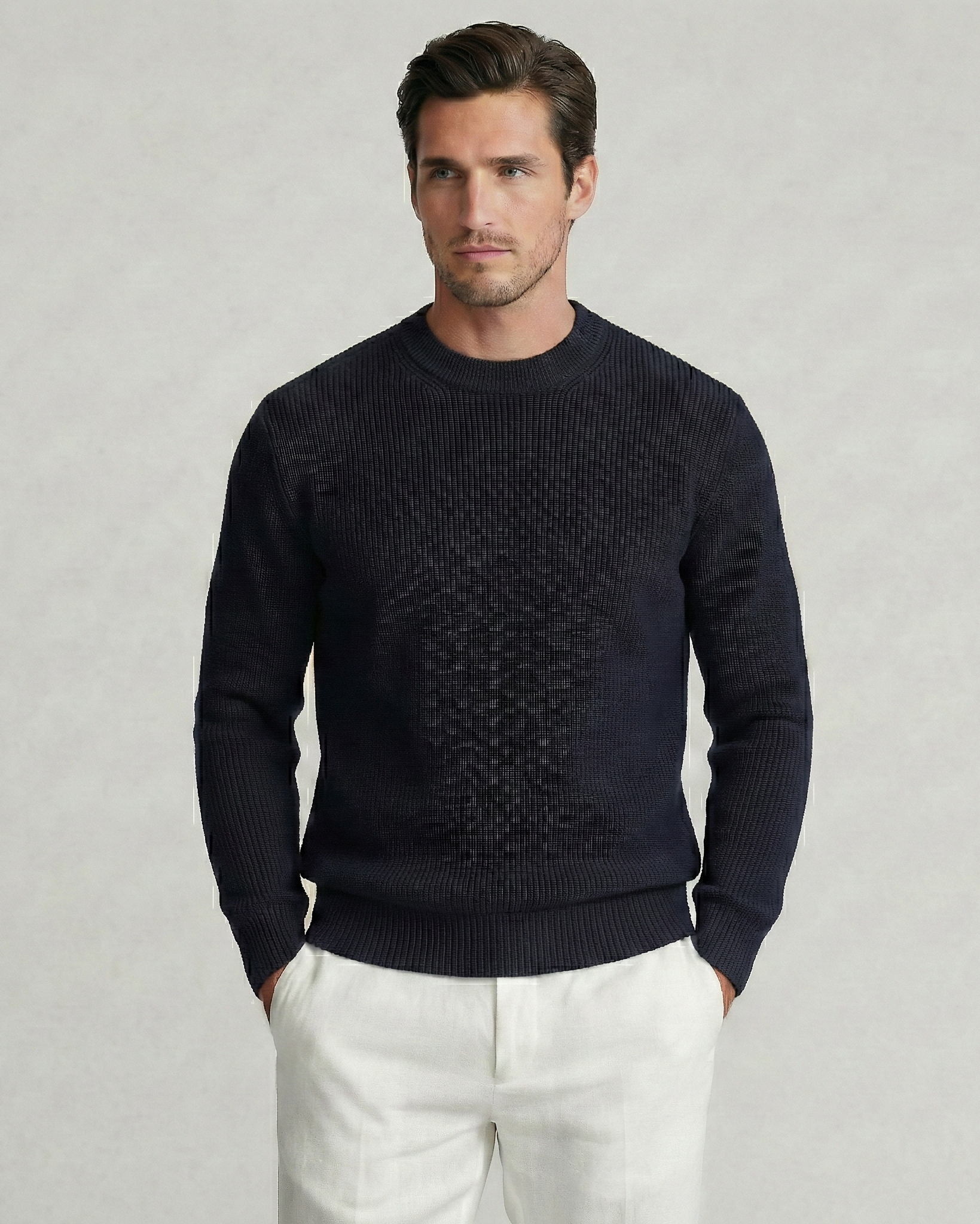Gray Blue Rib Sweater