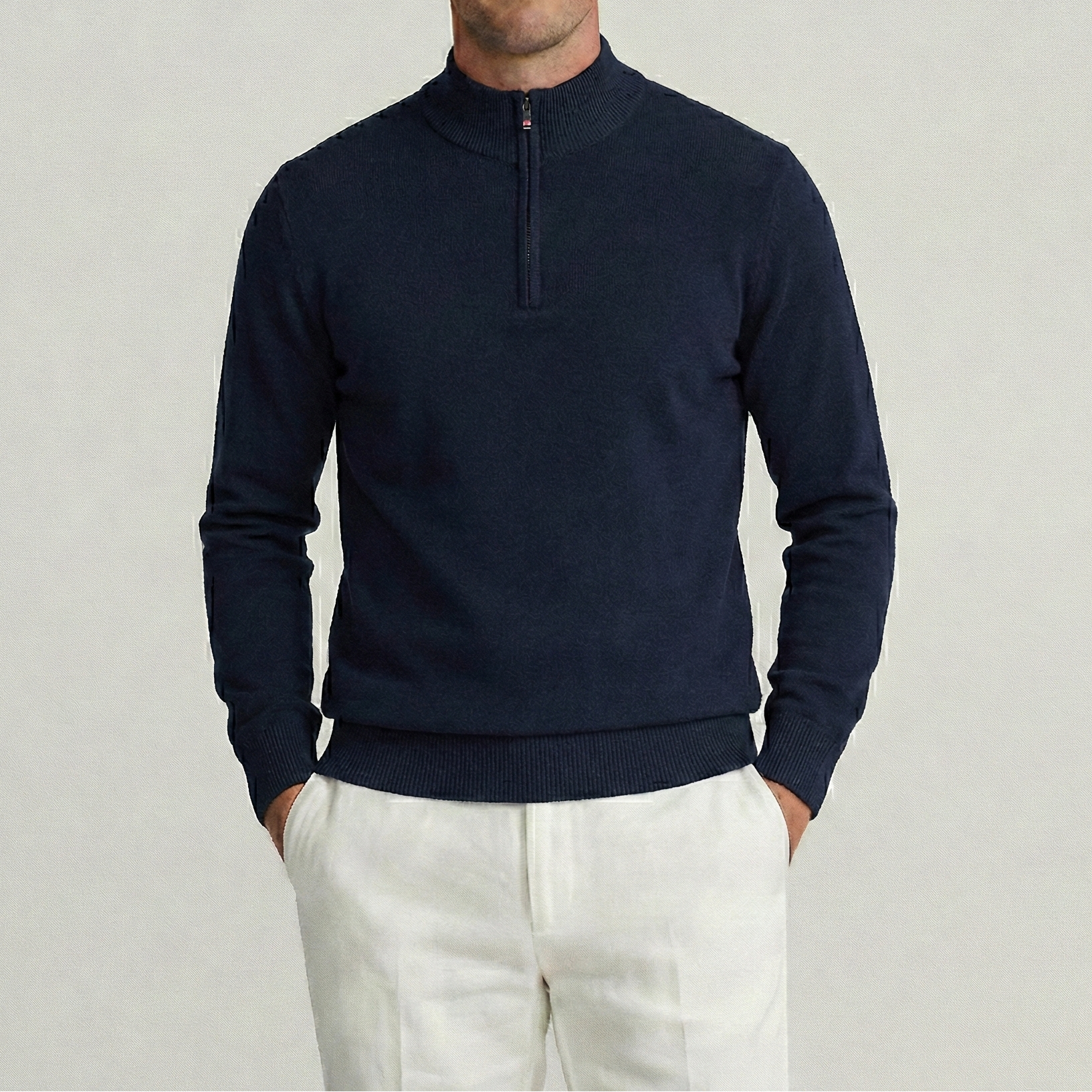 Navy Blue Merino Quarter-Zip