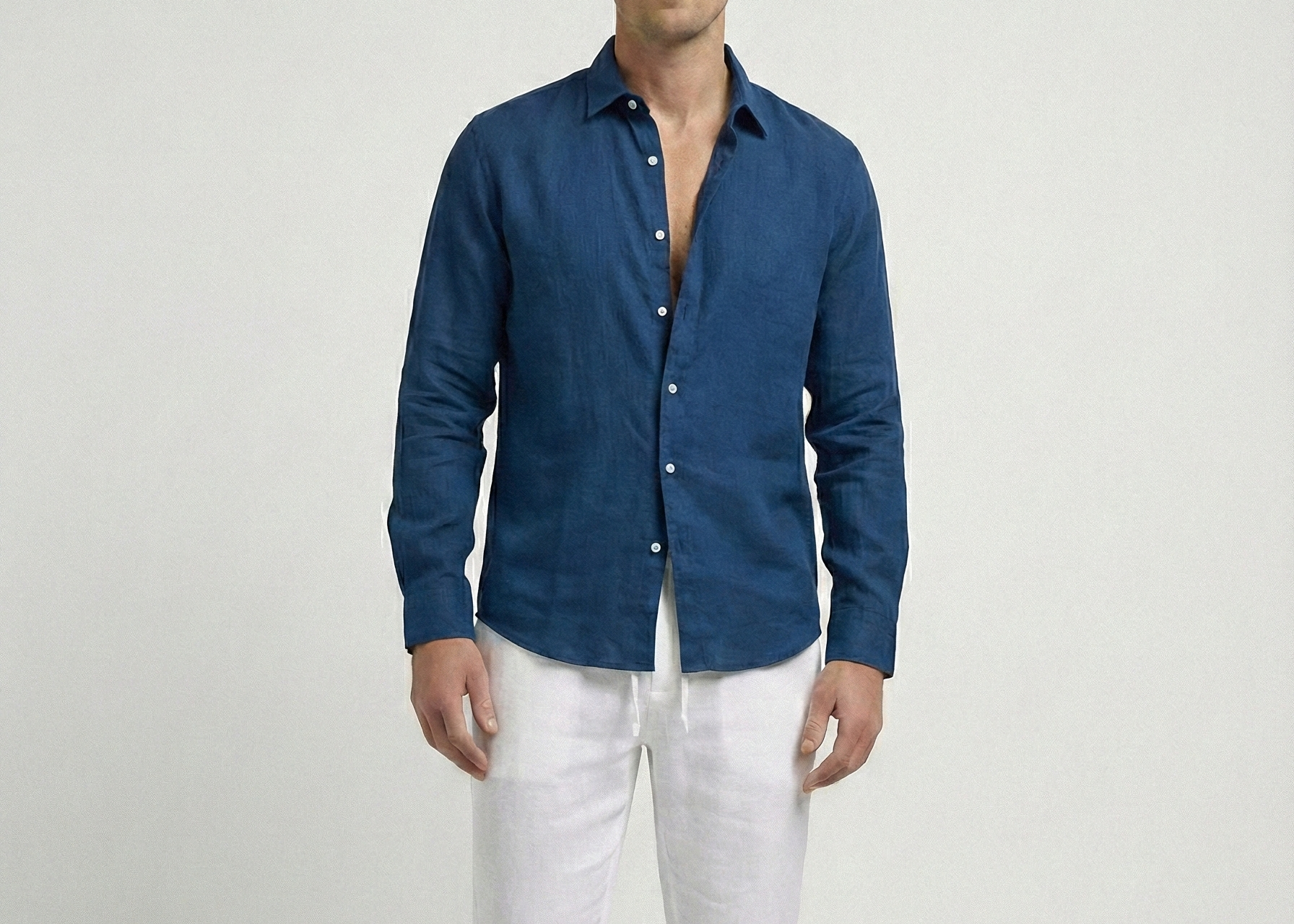 Navy Blue Linen Shirt