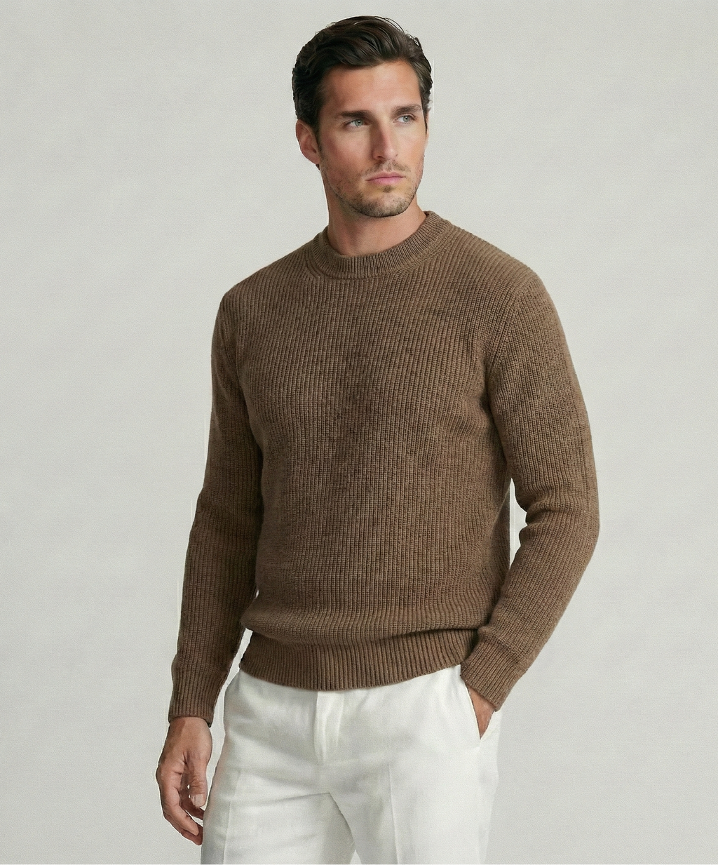Brown Rib Sweater