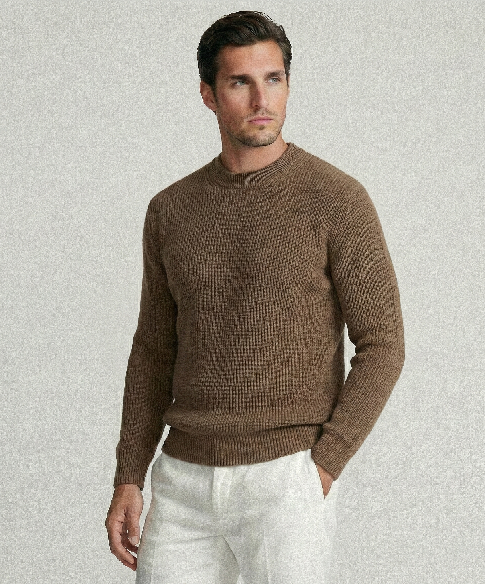 Brown Rib Sweater