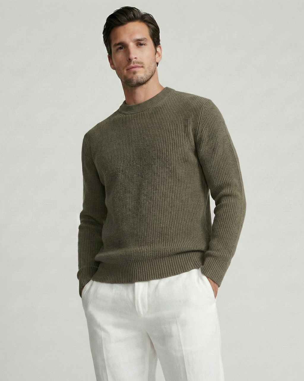 Khaki Rib Sweater