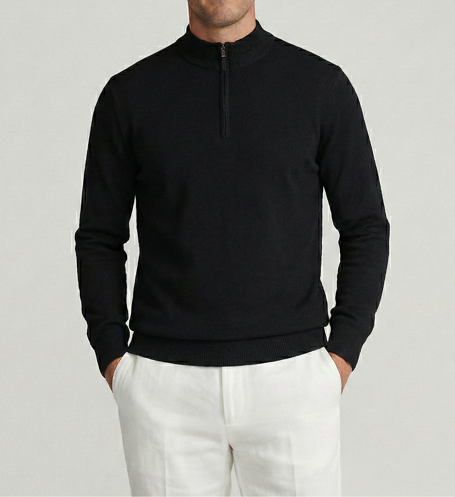 Black Merino Quarter-Zip