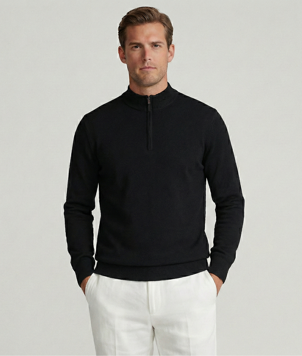 Black Merino Quarter-Zip