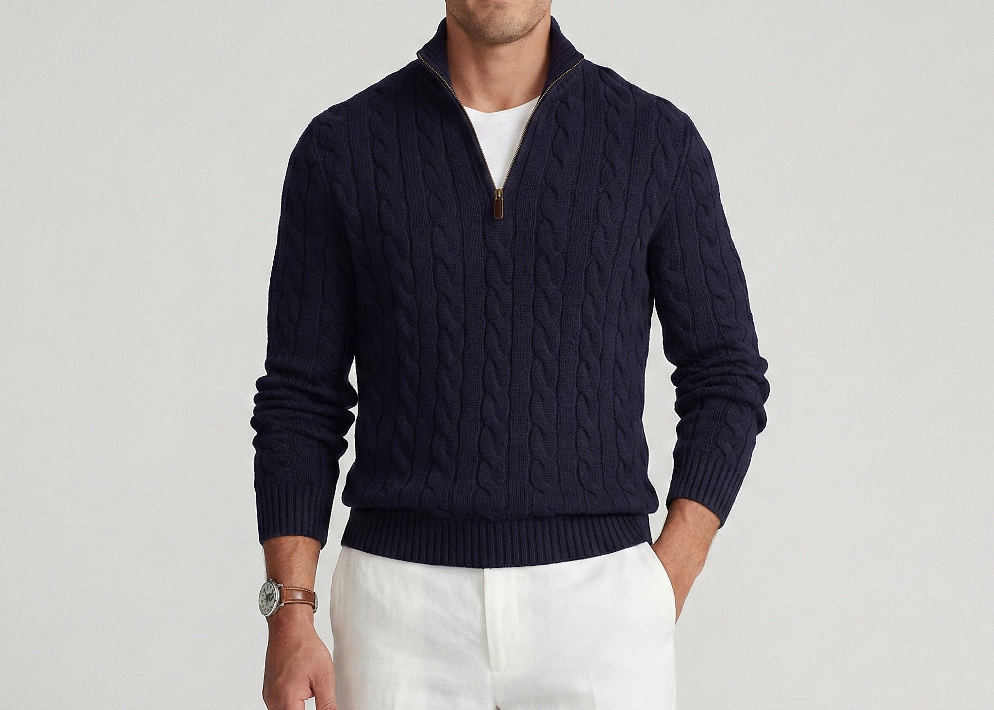 Navy Blue Cable Quarter-Zip
